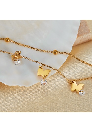 Sones Opk Gz200 Çift Katmanlı Paslanmaz Çelik Kelebek Bileklikler Altın