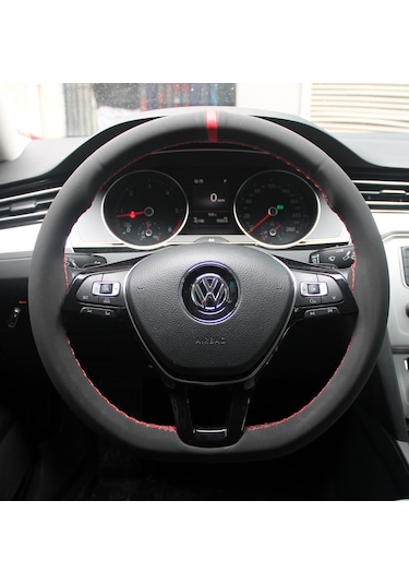 Alcantra Yüzük Model Dikmeli Direksiyon Kılıfı