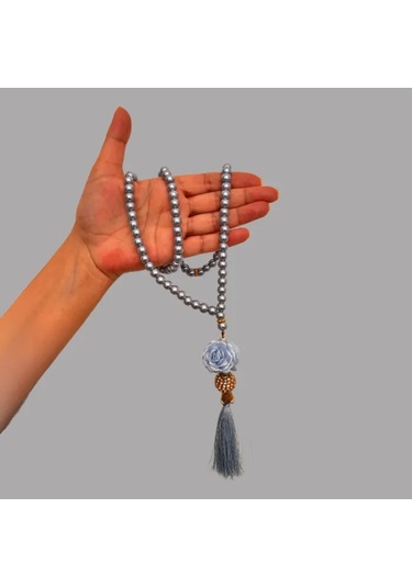 Uretti - Gül 4612 - El Yapımı Püsküllü İnci Tesbih 99'lu - Açık Mavi Açık Mavi