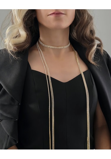 Altın Kaplama Üç Sıralı Su Yolu Şal Model Kolye Altın