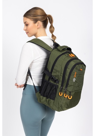 Fermuarlı Geniş Bölmeli Spor & Okul Sırt Çantası Hafif, Ergonomik Ve Dayanıklı Tasarım - Haki Haki