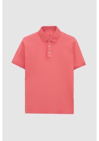 Twn Slim Fit Okyanus Mercanı Pike Dokulu T-shirt 4ec146011784m Mr2
