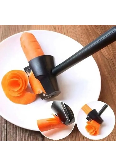Ximistore9 Sebze Ve Meyve Kesici Aksesuarı 3'lü Set - Spiralli, Dilimli Ve Rulo Şekillendirici Mutfak Aleti Siyah