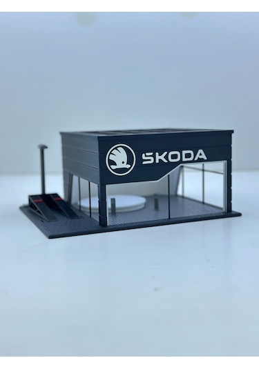 1/64 Ölçekli Skoda Diorama Tasarımlı Araç Sergileme Garajı 3d Baskı