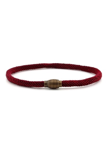 Bordo Örgülü Ip Metal Miknatisli Klips Erkek Bileklik Bt463 Çok Renkli