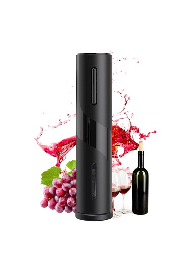 Xiyyadms "şarap Açacağı 4'lü Set: Usb Şarjlı Otomatik Şişe Açacağı, Dekantör, Vakumlu Tıpa Ve Folyo Kesici - Hediye" Siyah