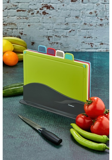 Cooker 4'lü Renkli Kaymaz Kesme Tahtası Seti - Hijyenik Ve Kategorili Kullanım Çok Renkli