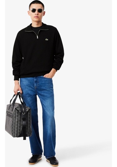 Lacoste Yarım Fermuar Sweatshirt Siyah