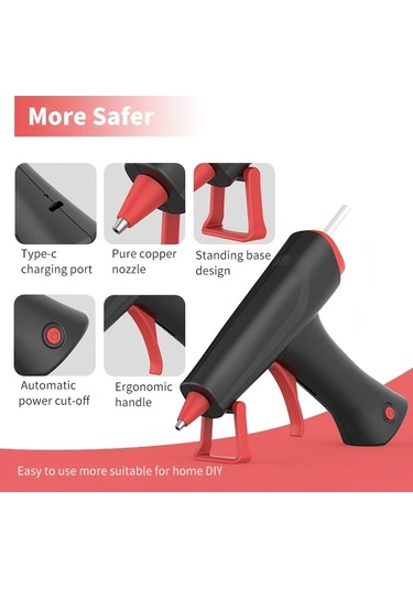 Honeybeeshop Siyah 2600mah Kablosuz Sıcak Tutkal Tabancası Taşınabilir Şarj Edilebilir Lityum Pil Dıy El Sanatları Okul Projeleri