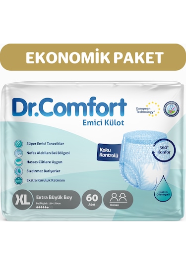 Dr.Comfort Yetişkin Emici Külot Büyük Boy XL 2 x 30'Lu 60 Adet