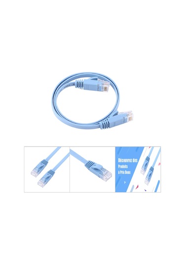 Lemestar Mavi 0.5m Cat6 Düz Rj45 Ağ Kablosu - 1000mbps Gigabit, Su Geçirmez, Anti-parazit, Saf Bakır Çekirdek, 250mhz Aktarım Hızı