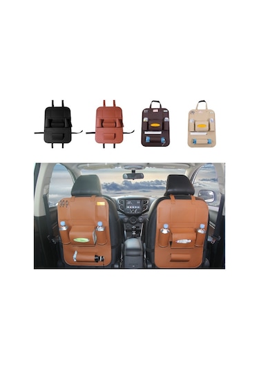 Pu Deri Araba Koltuğu Arkası Düzenleyici Arka Koltuk Saklama Kutusu Kahve