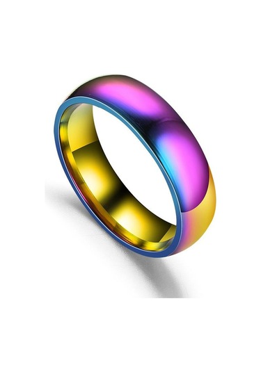 Çok Renkli Titanyum Çelik Yüzük 6mm Arcin Erişte Yüzükler Basit Vahşi El Aksesuarları 5