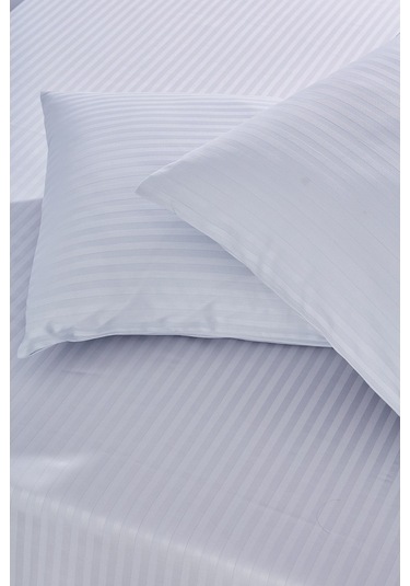 Komfort Home Tek Kişilik Çizgili Pamuk Saten Çarşaf Seti / Açık G
