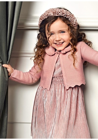 Mayoral Abel&lula Kız Çocuk Kürk Yakalı Triko Hırka Pembe