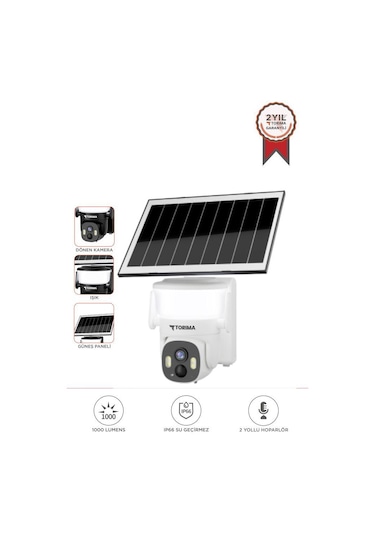 Torima Cmr30 Beyaz Şarjlı Duvar Lambası Görünümlü Dış Mekan Kamerası Akıllı Ip Güneş Enerjili Kamera
