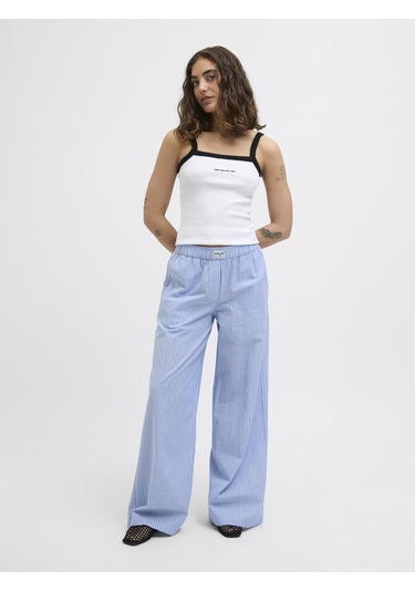 Streç Kalip Nakis Islemeli Kare Yaka Bluz - Fifi - 12276337 Bright White