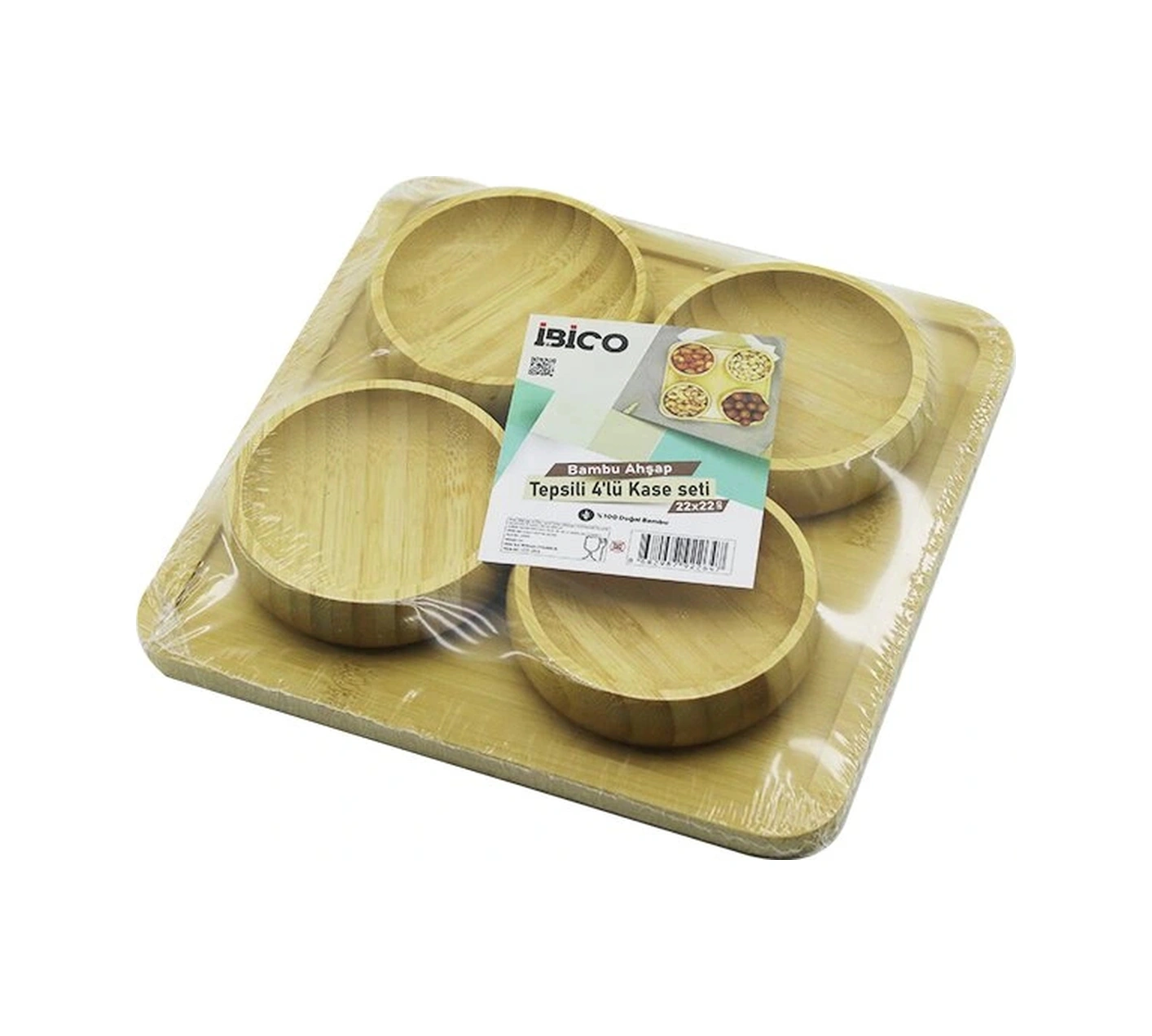 Ahşap Bambu 5pcs Çerezlik - Lokumluk Kase Seti 22x22cm Kahverengi