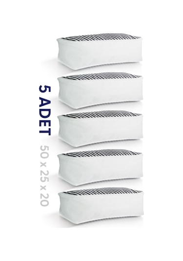 Vedsey 5'lü Lacivert 50x25x20 Cm & Dolap İçi - Organizer Düzenleyici Hurç Beyaz