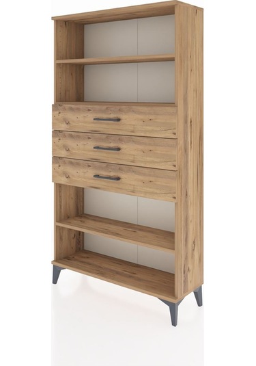 Arges Dolap 3 Raflı 3 Çekmeceli 88x30x163 Çam-çam Atlas Çam