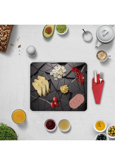 Decorıta Cam Tabak | 2'li Takım | Antrasit Kristal 29cm x 34cm