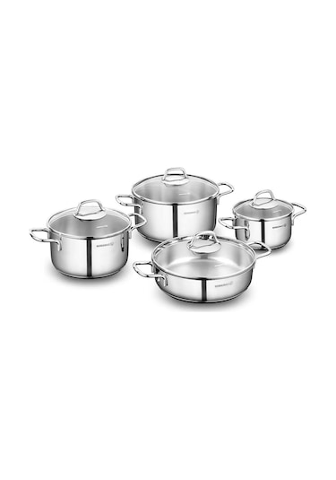 Korkmaz Perla Çelik Tencere Seti 8 Parça A1606