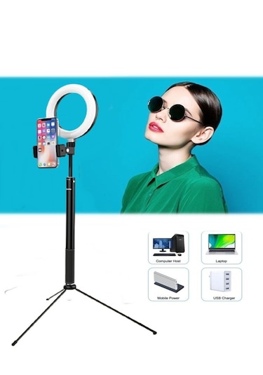 2ın1 6inç Tripod Standl -video Selfie Stüdyo Makyaj Işığı-160cm