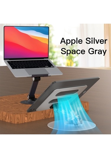 Ebitda Küçük Boy Alüminyum Masaüstü Katlanır Dizüstü Bilgisayar Braketi Ayarlanabilir Soğutma Standı - Gümüş