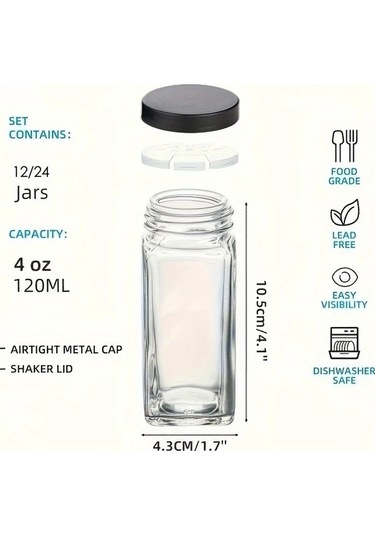 Trendooze Kahverengi 12li Cam Baharat Şişesi Seti 4oz Kapaklı Fırınlı Funnel Ve Kalem Kahverengi Siyah