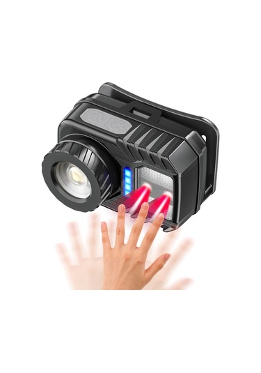 Peakstar Ps-571 Sensör Xpg Cob Led Usb Şarj Edilebilir Lityum Pilli Zoomlu Kafa Lambası Çok Renkli