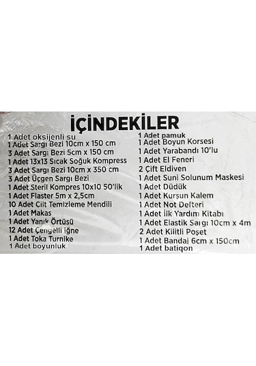 İlk Yardım Içeriği Ecza Dolabı Yedek İçerik İlk Yardım Malzemeler