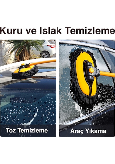 Ezere Ls-426 Teleskopik Araç Temizleme Fırçası Oto Yıkama Paspas Siyah.Sari