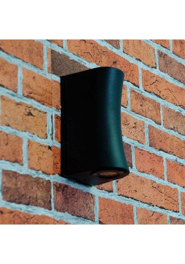 Amber Işık Çift Yönlü Iç Ve Dış Mekan Bahçe Teras Duvar Apliği Siyah