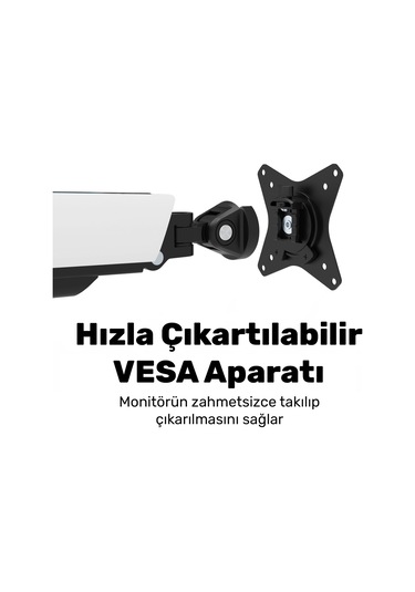 Npo Std54024hlw Elysium 27"-35" Amortisörlü Rgb Profesyonel Gaming Vesa Çift Kol Monitör Tutucu