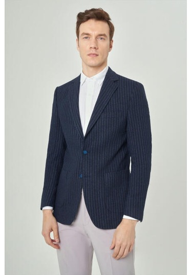 Bisse Pck 22242 Slim Fit Mono Yaka 2 Düğme Çift Yırtmaç Laci Pck22k22242 D39 Lacivert