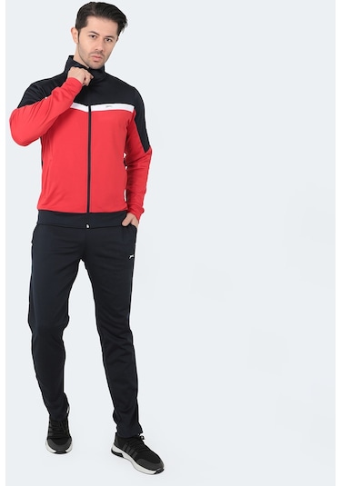 Slazenger RAMOS Erkek Fermuarlı Dik Yaka Cepli Lacivert Eşofman Takımı
