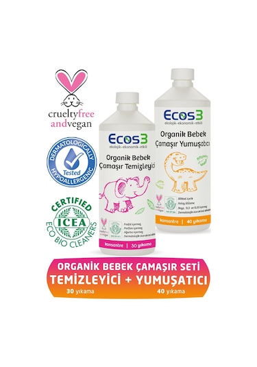 Ecos3 Organik Bebek Çamaşır Seti 2'li