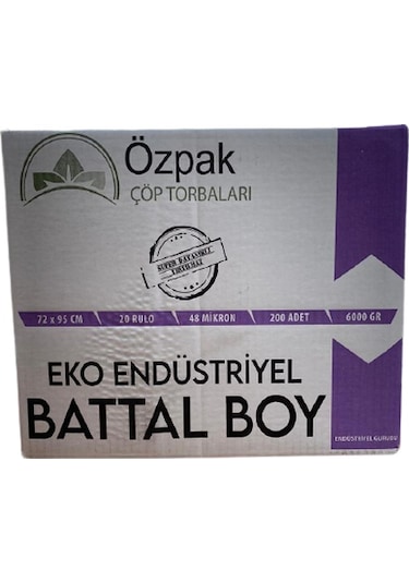Özpak Eko Endüstriyel Çöp Torbası 20'li 10 Adet  Siyah 72 x 95 CM