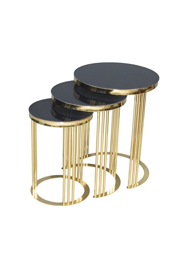 Zigon C BRC Model Düz Siyah Temper cam Metal Çelik Gold Renk Kaplama Ayak El Yapım