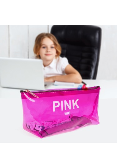 Vukı Seffaf Kalem Cantası Ucgen Pembe Vk-0115-06