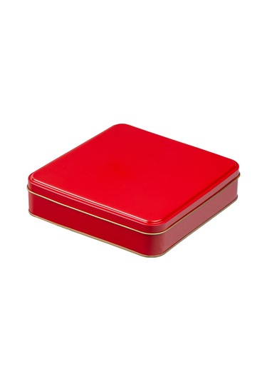 Kırmızı Metal Kutu 19,2x19,2x4,5 Cm