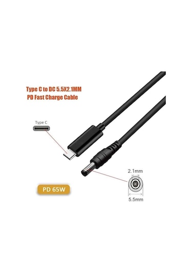 Type C To Dc 12v Pd 5.5 2.5mm Adaptör Çevirici Power Şarj Kablosu