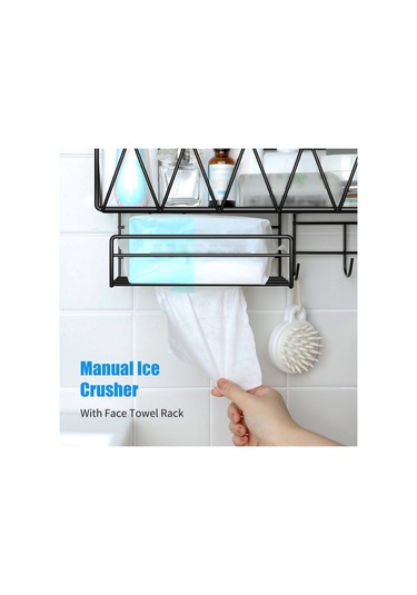 Ruicoo Siyah Demir Duvar Montajlı Banyo Dolabı, Kağıt Havlu Tutucu, 3 Kanca, Su Tüpü Deseni, Kusursuz Yapıştırıcı İle Zımpara, Şampuan, Sabun Depolama Siyah