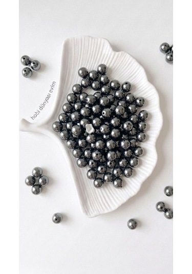100 Gram - İnci Boncuk - 12 Mm Renk : Metalik Siyah