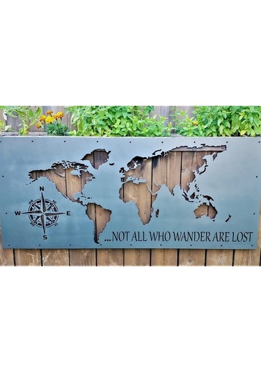 Ahşap Büyük Boy Özel Tasarım Dünya Haritası Tablo