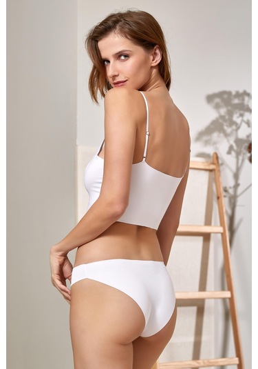 Berrak 5'li Lazer Kesim Kadın Bikini Külot Beyaz