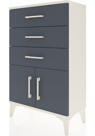 Arges Komodin 3 Çekmeceli 2 Kapaklı 60x30x96 Aytaşı-antrasit Aytaşı