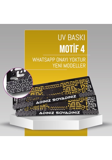 Motif 4 Plakalık, 2 Adet Premium Uv Baskı, Plakalıkhane