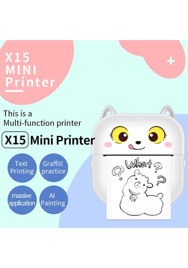 X15 Mini Termal Yazıcı Yanlış Soru Yazdırma 200 Dpı Bluetooth Cep Yazıcısı, Standart Sürüm