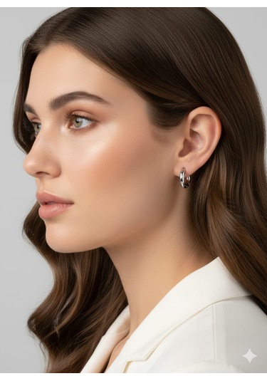 925 Ayar Papatya Silver Çiçek Desenli Halka Küpe.rose.gold.rodaj Gümüş